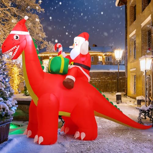 Aufblasbarer Weihnachtsmann auf Dinosaurier – Bild 3