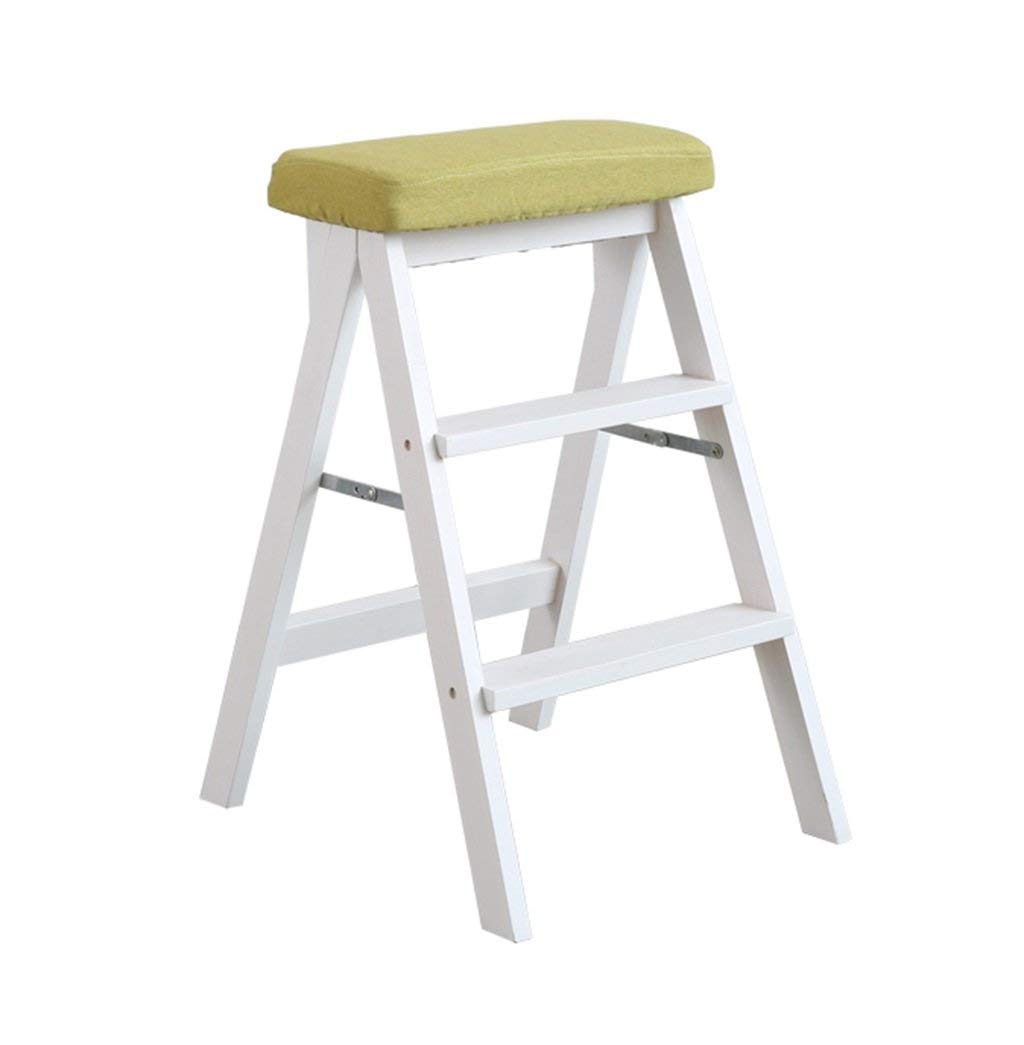 DASHADAO Tabouret d'escalade d'intérieur, marches Pliantes en Bois Massif Tabouret Pliant Pliant Blanc Tabouret-Jambe marches Tabouret Multifonctionnel en Bois Cuisine Bureau Utilisation ch