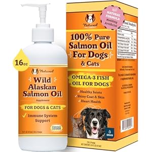 Natural Dog Company Pure Wild Alaskan Salmon Oil for Dogs (16oz) Skin & Coat Supplement for Dogs, Dog Oil for Food with Essential Fatty Acids, Fish Oil Pump for Dogs, Omega 3 Fish Oil for Dogs