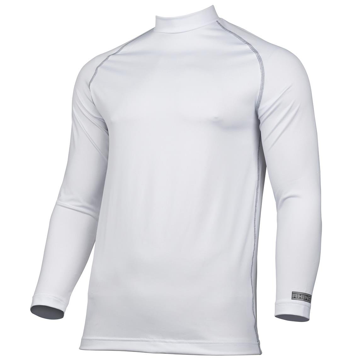 Rhino Funktionsshirt für Erwachsene, langärmelig, Rollkragen, für Arbeit und Sport, Kompressionsshirt Gr. XXL, weiß