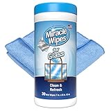 MiracleWipes for Glass, Disposable and Streak Free Cleaning Wipes for Mirrors, Windows, Kitchen, Home, and Auto, Includes Microfiber Towel - 30 Count Kit
