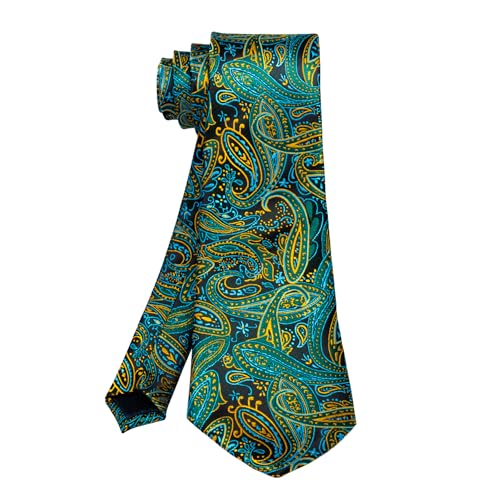 Image of 5PCS Mens Silk Tie, Pocket Square, Cufflinks, Drilled Tie Ring and Lapel Pin Set for Wedding Groom Party