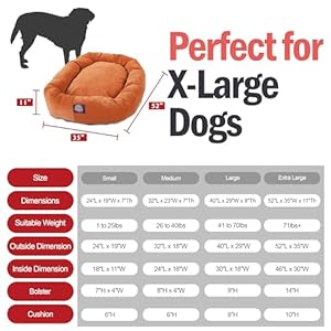 Majestic Pet 52 Inch Micro Velvet Calming Dog Bed Washable – Cozy Soft Round Dog Bed with Spine for Head Support - Fluffy Donut Dog Bed 52x35x11 (inch) – Round Pet Bed X- Large – Orange Majestic Pet 52 Inch Micro Velvet Calming Dog Bed Washable–Cozy Soft Round Dog Bed with Spine for Head Support Fluffy Donut Dog Bed 52x35x11 inch–Round Pet Bed X Large–Orange