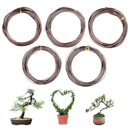 SUPAWAY Craft Wire for Bonsai Aluminium Bonsai Training Wire for Attaching Plants Anodised Aluminium Bonsai Wire 5 Rolls with 5 Sizes (1/1.5/2/2.5/3 mm)