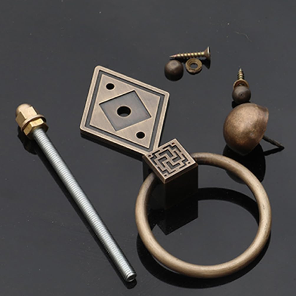 Front Door Door Knock Antique Copper Door Handle Building Accessories Classical Ring Knocker(A,Dia 6cm)