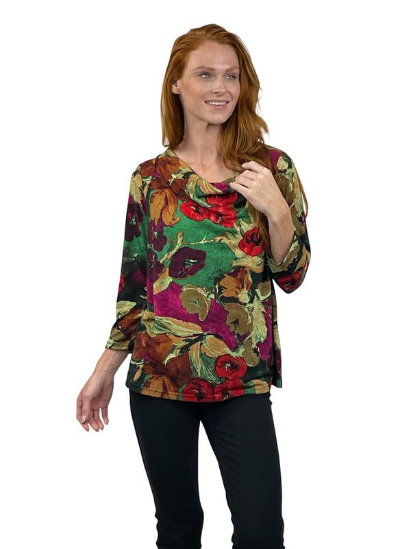 LA CERA Women's Printed Tunic Top, Floral Print,...