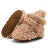 HsdsBebe Unisex Newborn Baby Cotton Booties Non-Slip Sole for Toddler Boys Girls Infant Winter Warm Fleece Cozy Socks Shoes(0-6 months)