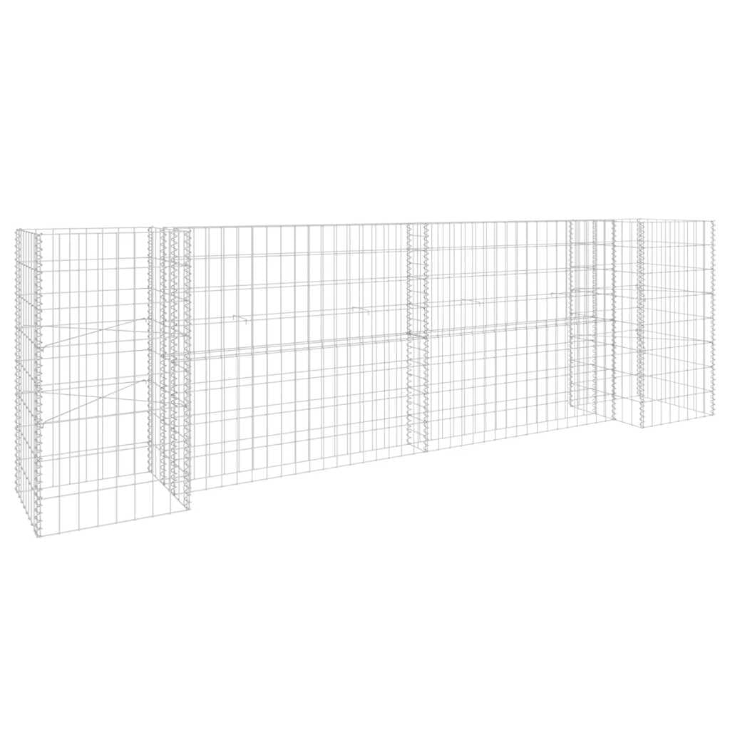 Cesta para plantas en forma de H de alambre de acero, 260 x 40 x 80 cm, para flores estables y elevadas como borde de jardín, rejilla de alambre resistente para rellenar con piedras,