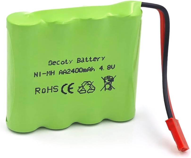 4.8v Battery Pack, 2400mAh Nimh AA Rechargeable RC Battery with Charge Cable for Trucks RC Cars （JST Plug）