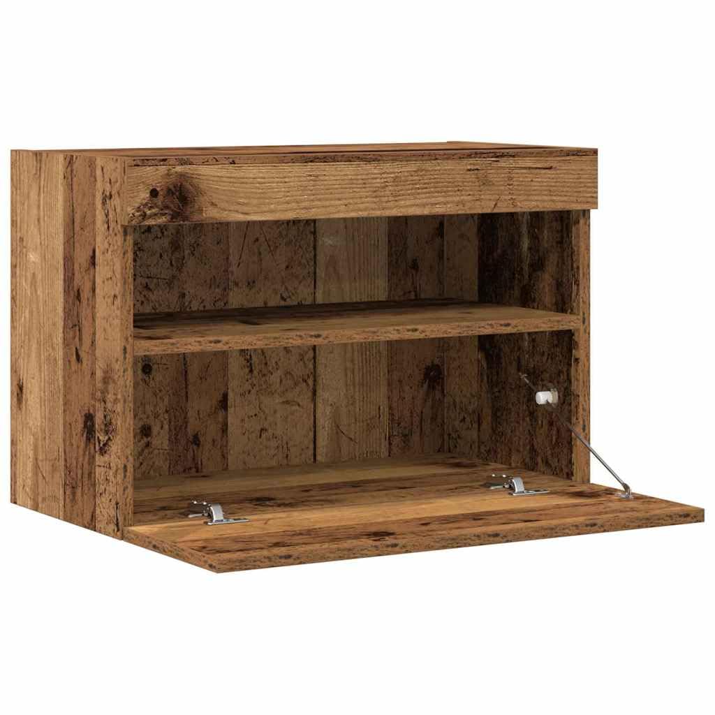 vidaXL Meuble TV Mural avec LED 2 pcs Bois Ancien 60 x 30 x 40 cm, Meuble TV Moderne pour Salon, Cabinet rectangulaire Mural, Rangement Gain de Place, éclairage LED Dynamique