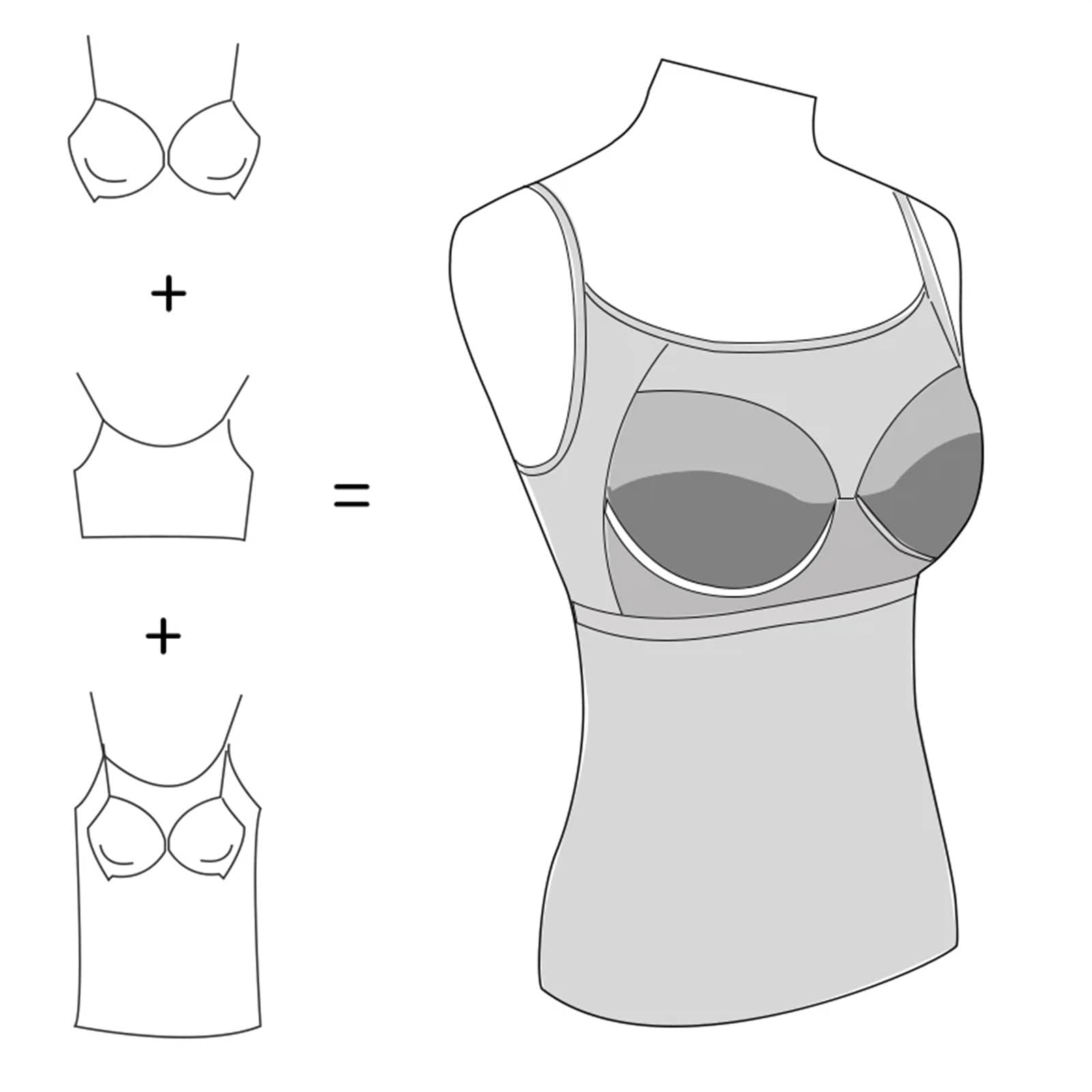 Gepolsterte Camisoles for Damen mit integriertem BH – nahtloses, bügelloses Tanktop, kurzes Camisole for Fitness, Schlafen und den Alltag(Black,S)