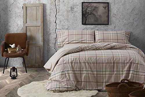 Burrito Blanco Juego de Funda Nórdica Verano 314 de Hilo Tintado 100% Algodón con un Diseño de Cuadros para Cama Individual de 105x190 hasta...