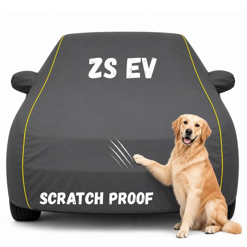 Image of Pure Fabric Grey 100% Waterproof ZS EV Car Cover | Polyester Car Body Cover for Rain & Sun | UV Protection, Dustproof, Scratch Resistant, Windproof, Heat Resistant, Custom Fit
