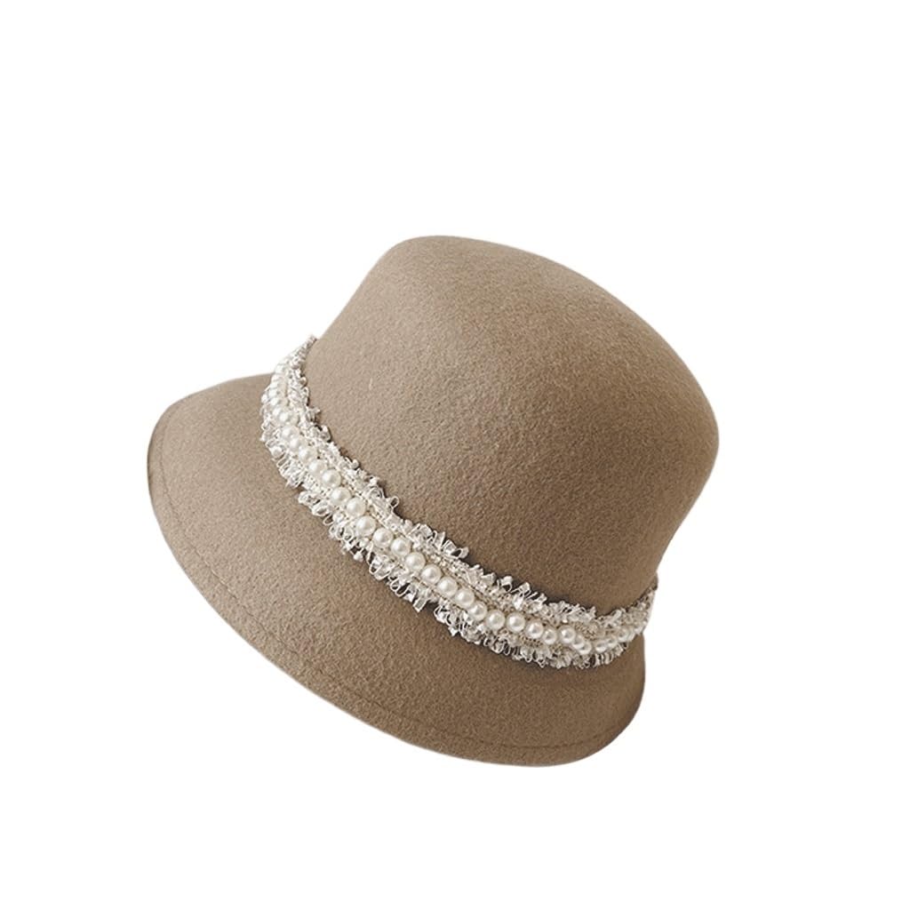 Chapeau de pêcheur de perles pour enfants en feutre élégant style Hepburn automne