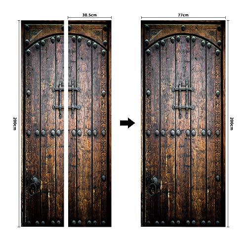Colorspring 3D Door Sticker Wallpaper, Door Murals Door Decals Peel And Stick, Removable Self-Adhesive Wall Mural Door Covers Decorative (Dark Wood Door) #TOP5