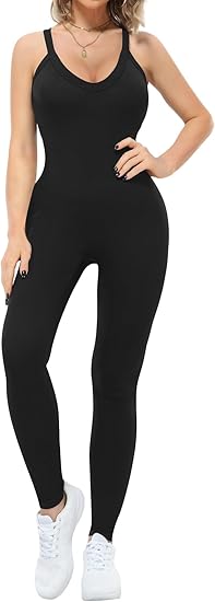 VUTRU Women Jumpsuits Sexy V Neck Tank One Piece Bodysuit Shapewear Tummy Control Romper Workout Casual Wear