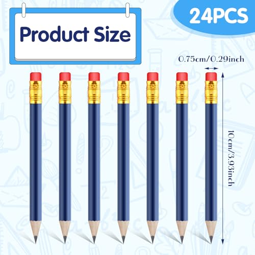 DIVINA VITAE 24 Pcs Mini Blue Golf Pencils with Rubbers on End, HB Graphite, Perfect for School Office, Wedding Party Bags - Image 3