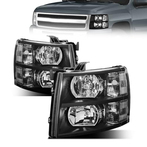 QLLUYTR Front Headlight Assembly For 2007-2013 Chevy Silverado 1500 & 2007-2014 Chevy Silverado 2500 3500 Pickup - Replacement Headlamp Front Bumper Lights