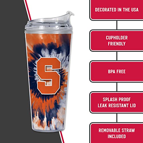 Image of Rico Industries NCAA Glitter 24oz Acrylic Glitter Tumbler with Hinged Lid, Officially Licensed Double Wall Tumbler with Straw