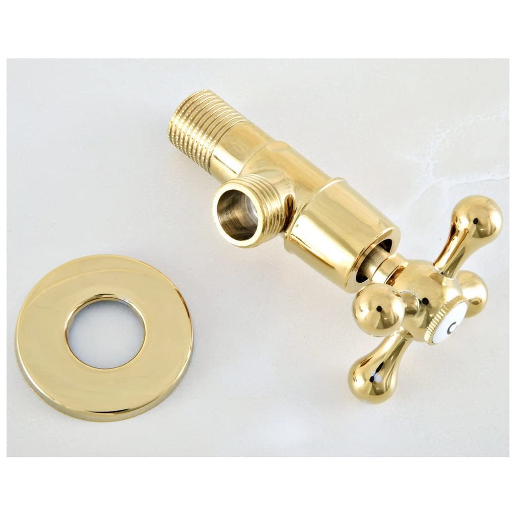 1PCS Kąt Kątowy Zawór Zatrzymujący 1/2 "męski, Złoty Kolor Mosiężny Akcesorium Łazienki