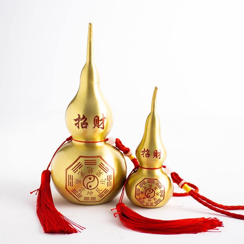 Taoist Supplies Amulet Exorcism Bringing Good Luck Mascot Decoration Pendant 黄铜葫芦 铜葫芦家居装饰摆件八卦工艺品 铜葫芦摆件（1Pcs 镇宅10cm