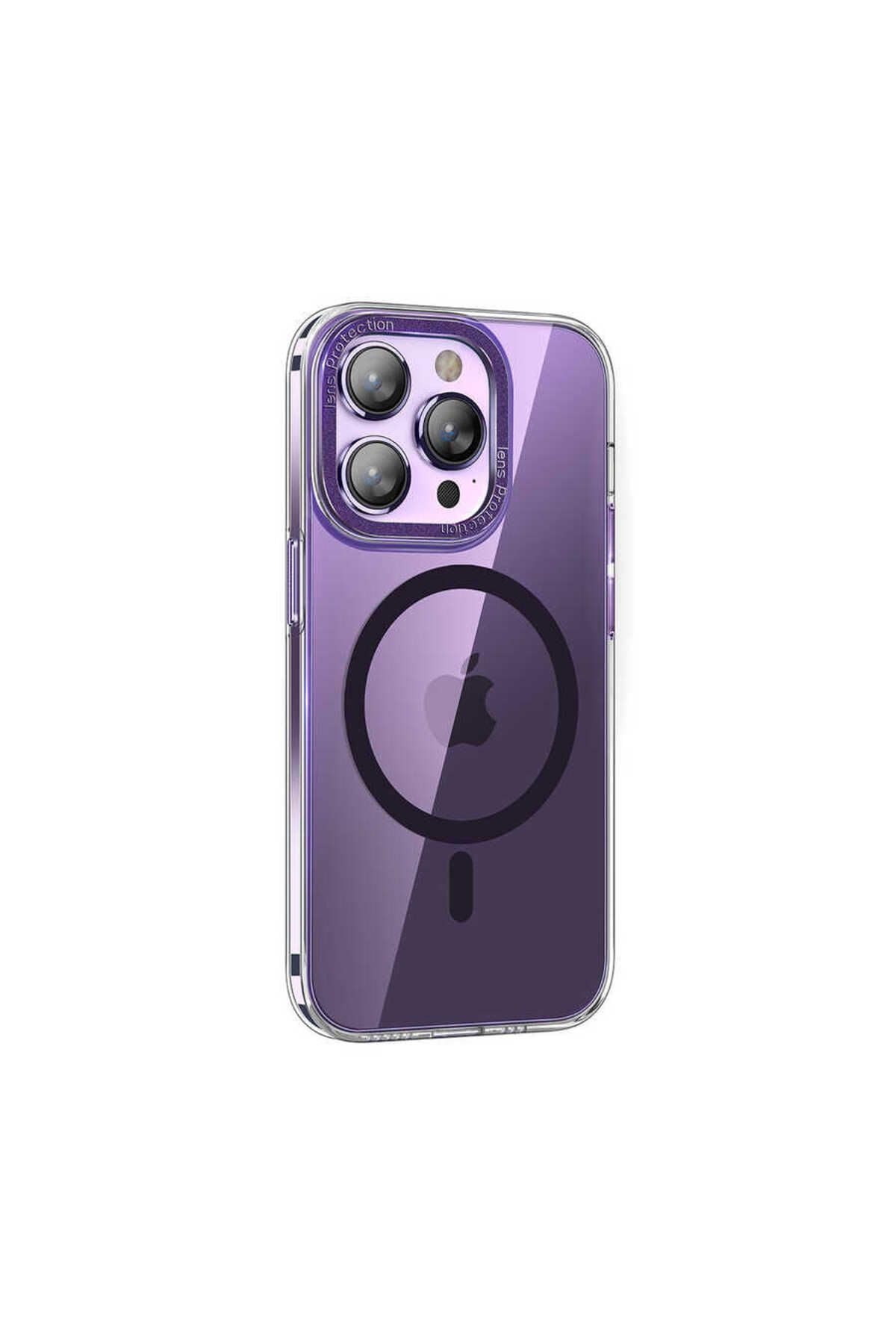 Zore Apple için uyumlu iPhone 14 Pro Max Kılıf M-safe Şarj Özellikli Sert PC Zore Fuya Kapak Derin Mor