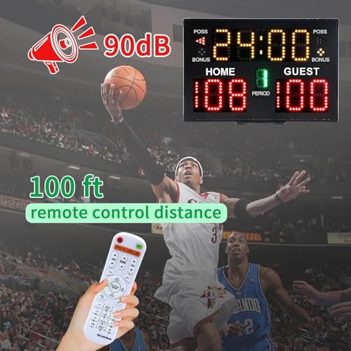 Ousmile Basketball Scoreboard with Timer Clock, Digital Scoreboard with Remote, Portable Battery Powered Electronic Scoreboardfor Baseball/Tennis/Soccer/Volleyball/Ping Pong Games - Thumbnail 2