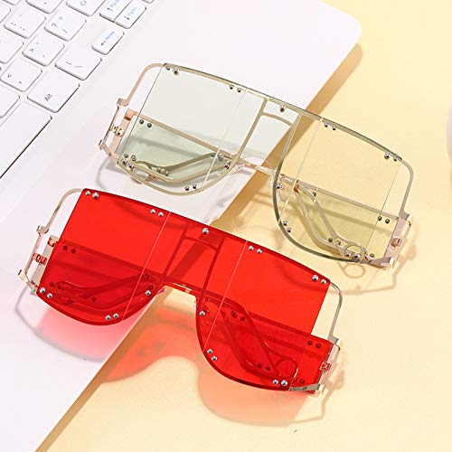 Image of COTIA /Fashion Square Sunglasses Women New Oversized Mirror Men Shades Glasses Luxury Brand Metal Rivet Fashion Female Eyewear