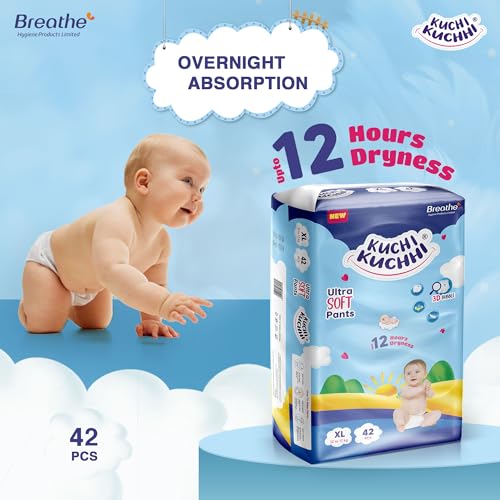Image of Premium super soft baby diaper with a 3D bubble top and super absorbent core | Added active leak barriers and wetness indicators - XL Size, 42 Count