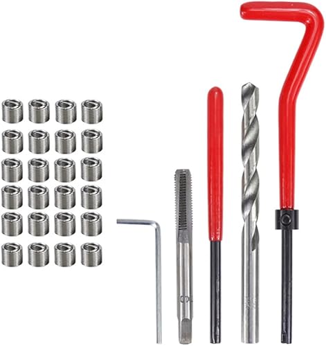 Juego de herramientas manuales compatibles con reparación de roscas M6 de 30 piezas para reparación automática utilizada en reparación diaria,