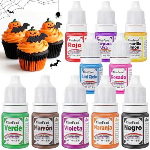 Colorante Alimentario - 10 Colorante Alimentario Concentrado, Coloranti Alimentario Liquid para Pastel, Hornear, Glasear, Galletas, Hacer Limo y Manualidades - 6ml