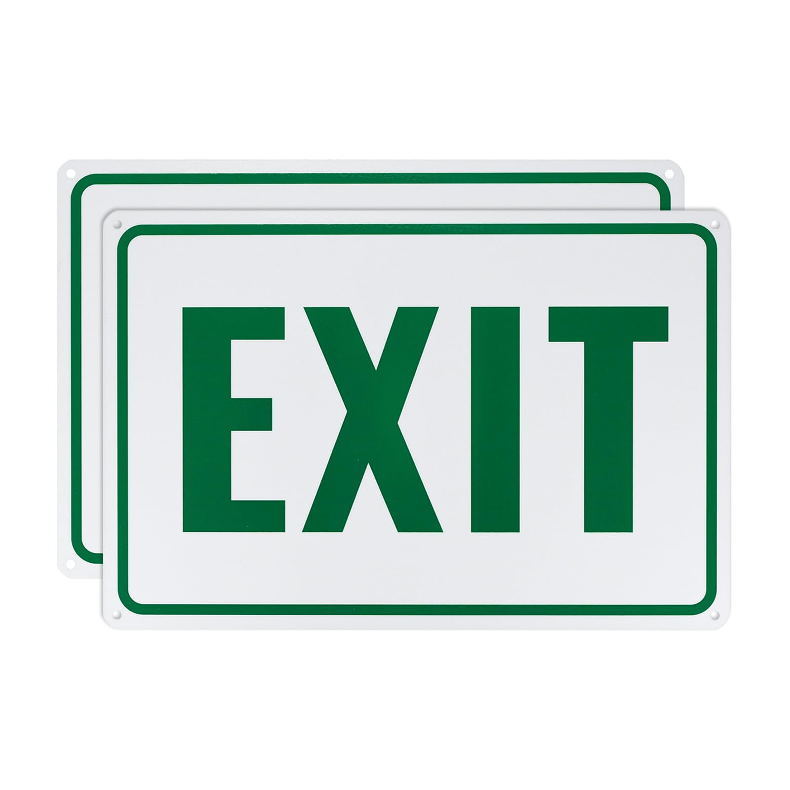M METERXITY 2-Pack Exit Sign 12x8 Inch Aluminum Reflective Enter Here Signs Rust Free Waterproof Exit Signs for Business/Door[Green Letters On White Background]