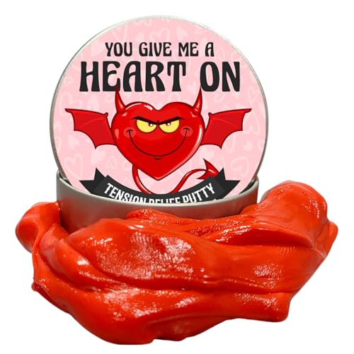 Heart On Funny Stress Putty - Hilarious Gag Gift for Adults - Stress Relief Therapy Dough for Creative Play - Fun Stocking Stuffer for Couples, Him or Her - Red Fidget Toy