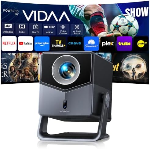 Smart Projector 4K【VIDAA Live TV|36W Dolby】Outdoor Projecteur wit...