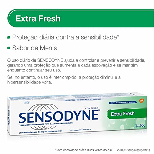 Creme Detal Extra Fresh para Dentes Sensíveis, Sensodyne, 90g, Branco