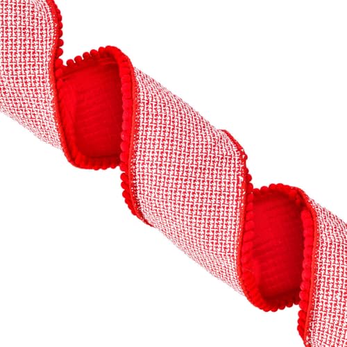 Ruban de décoration pied-de-poule rouge Vickerman grand format
