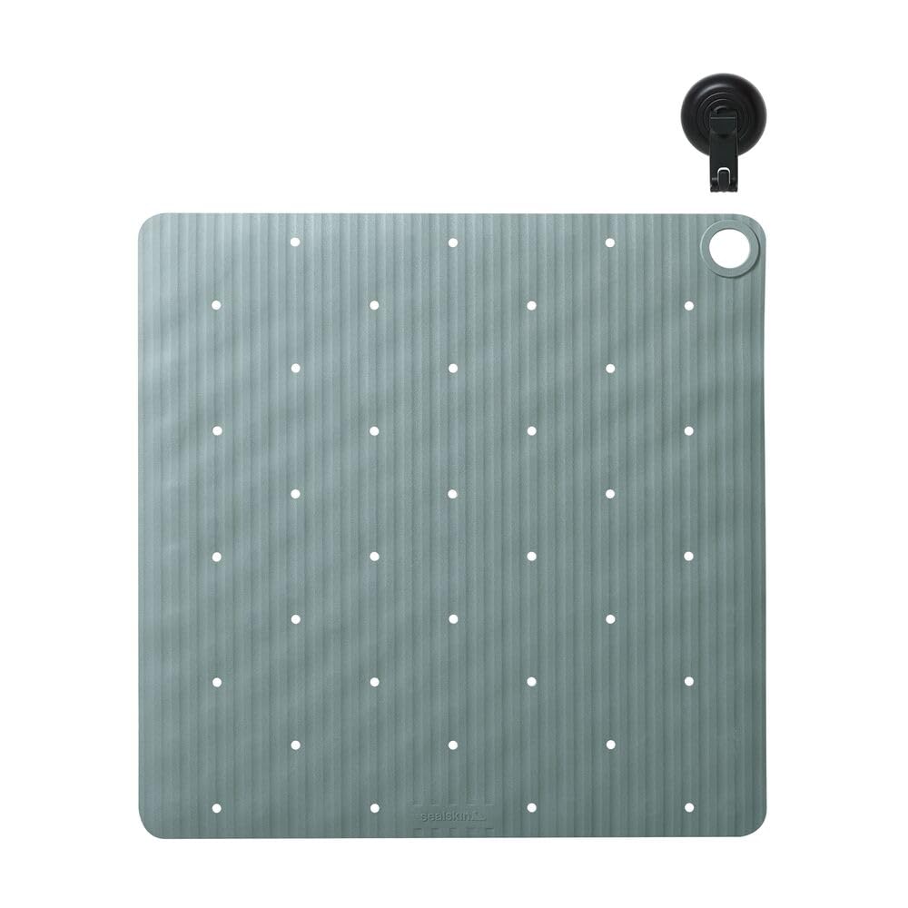 Sealskin Ribb Non-Slip Shower Mat 55 x 55 cm Green with Black Hook