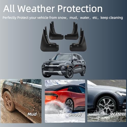 Image of No Drill Mud Flaps Splash Guards Compatible with Chevrolet Trailblazer 2021-2026,OEM Style Textured Black Custom Fit All Weather Exterior Accessories(4PCS)
