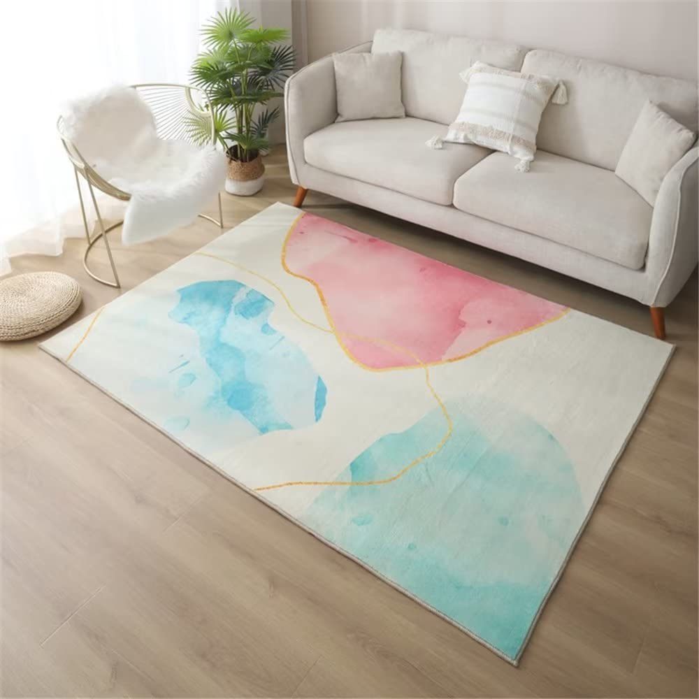 Tapis de Salon Bleu 180X250CM pour Chambre Enfant et Grand Bureau Moderne