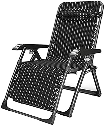 Sedia reclinabile Zero Gravity da giardino, pieghevole, da campeggio, sdraio, per esterni, ufficio, spiaggia, giardino, supporta fino a 200 kg, colore: nero.