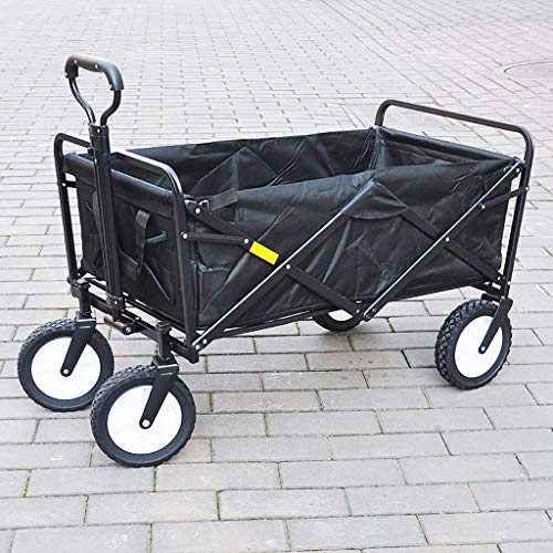 JFNHUTL Zusammenklappbarer Gartenwagen, robuster Wagen, multifunktionaler Einkaufswagen für Outdoor-Camping, Angeln, Ziehwagen mit 4 Rädern, statische Belastung: 150 kg