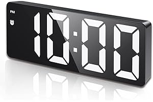 AMIR Digital Alarm Clock, Electronic Clock with Adjustable Brightness, 12/24H Display and Snooze