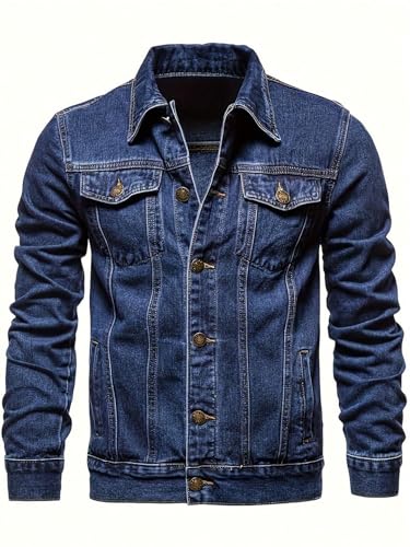 Image of KOTTY Men's Stylish Black /Blue Denim Jacket for Winter Casual Biker Riding Wear Trendy Upper Jeans Look Outfit