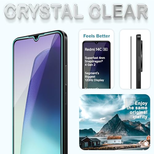 Image of ArmourPro Military Grade Gorilla Tempered Glass Compatible For Redmi A5, A4, 14C and Poco M7 (6.88 Inch) With Easy Installation Kit for Smartphone| Edge-to-Edge Protector Coverage | Black, Pack of 2