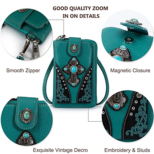 Image of Montana West Western Crossbody Phone Wallet for Women RFID Blocking Wallet Purse with Cash Slots & Zipper Pocket