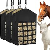 Asrjkie Hay Bags for Horses, 3 Packs Slow Feed Nylon Hay Bag with Large Opening, Premium Oxford Hay Feed Bags for Horse, Goats,Sheep,Cow, Easy to Fill and Hang, Front Hay Net Design