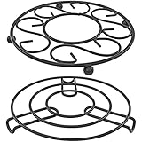 PROTECT SURFACES OF ALL TYPES! - Dining tables, countertops, end tables, and more - keep your furniture from getting damaged by hot cookware with these simple, round heat resistant racks PORTABLE AND CONVENIENT - use these metal holders anywhere nece...