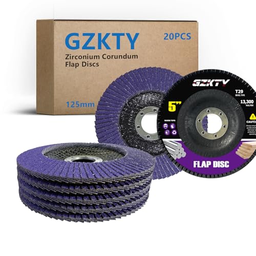 GZKTY 20 pièces Disque a Lamelles 125mm, Disque de Poncage pour Meuleuse d'Angle, Grain 40/60/80/120, Compatible avec Métal/Inoxydable/Bois, Accessoire de Meuleuse...