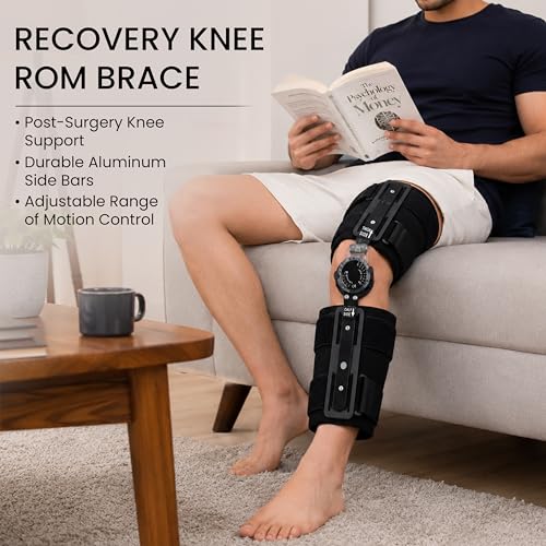 Image of Curogenix Adjustable ROM Knee Brace with Hinged Support | Post Surgery Knee Immobilizer | ACL, PCL, Ligament Injury Recovery Support | Range of Motion Knee Brace for Men & Women