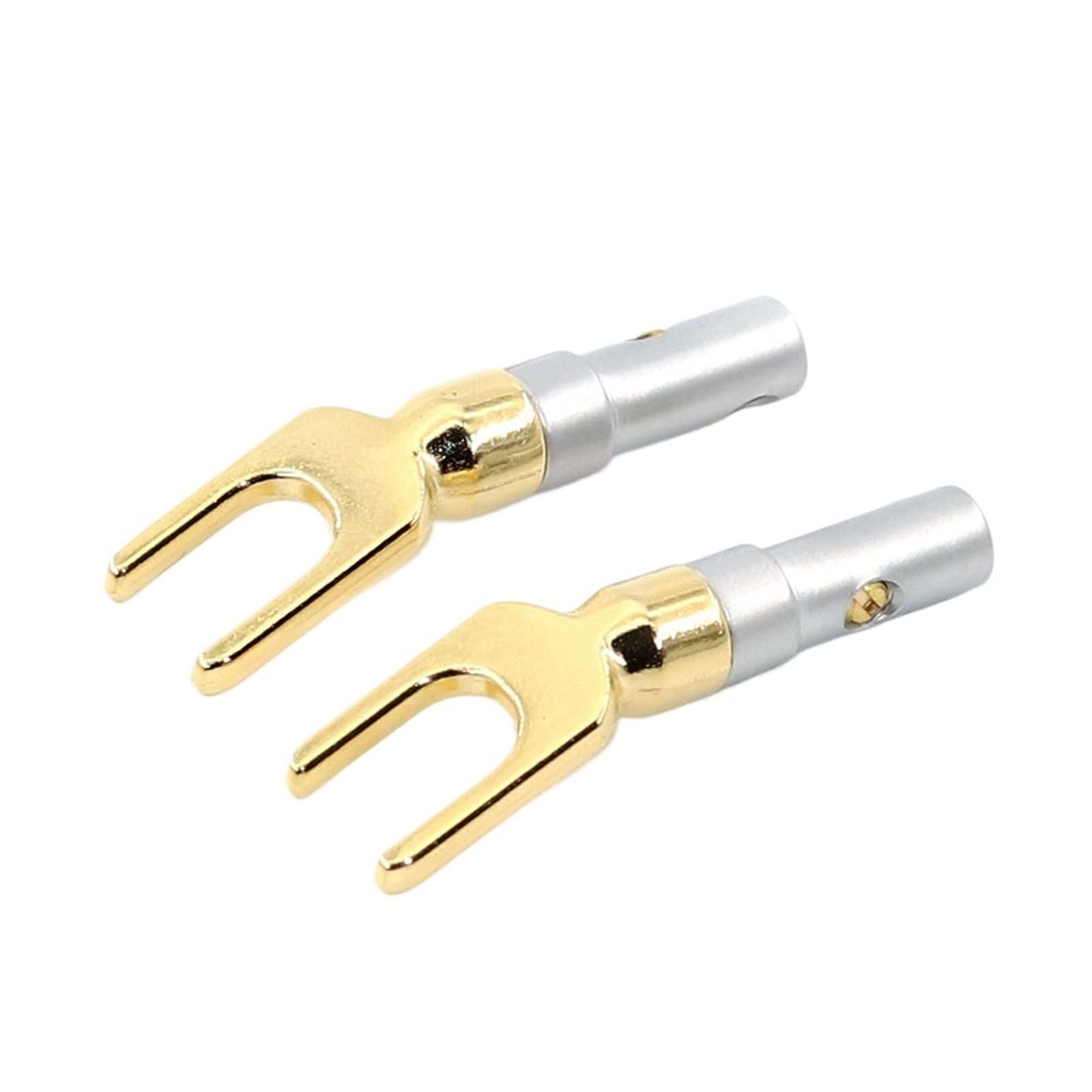 Connecteur Banane Type Y/U plaqué Or, 2 pièces, câble Audio, connecteur de Fil, vis de Verrouillage, Fourche, fiche Banane